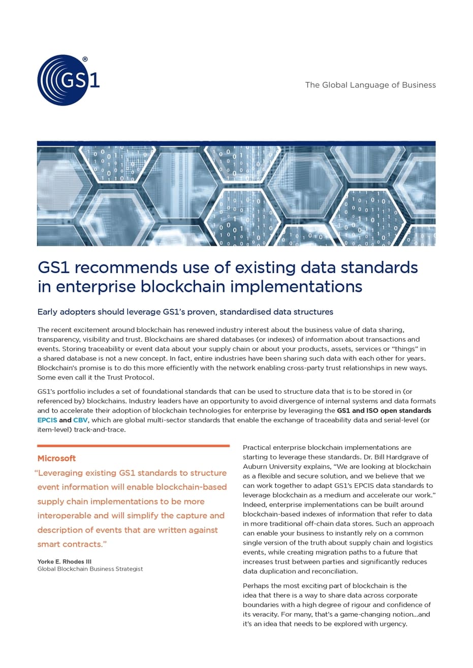 GS1 standards are foundational to blockchain implementations