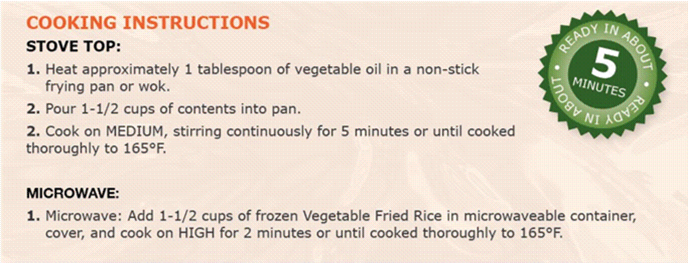 7.4 Preparation Type Code / Preparation Instructions Example (Vegetable Fried Rice) - Image 0